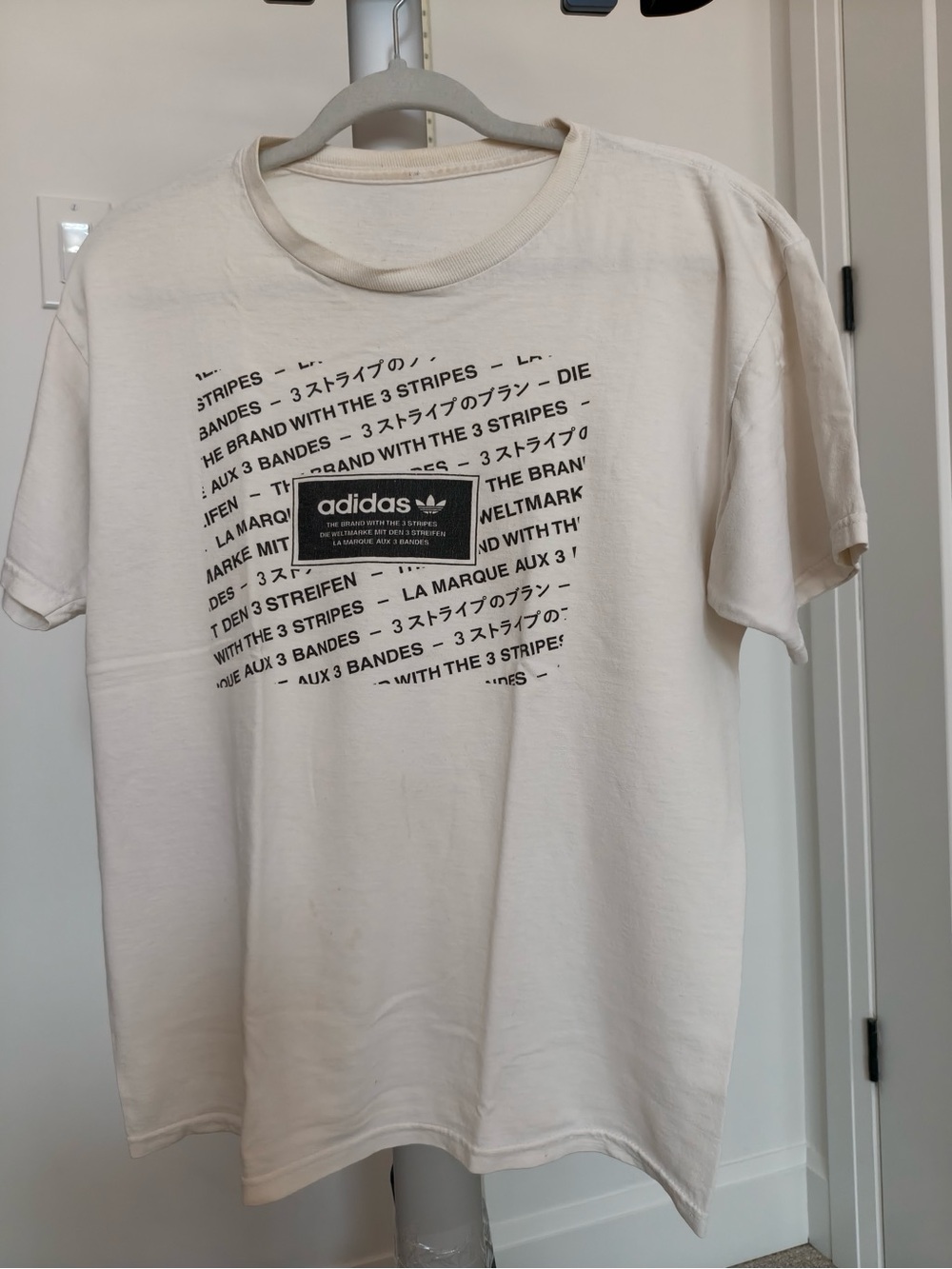adidas Cream Graphic Logo Short Sleeve Tee